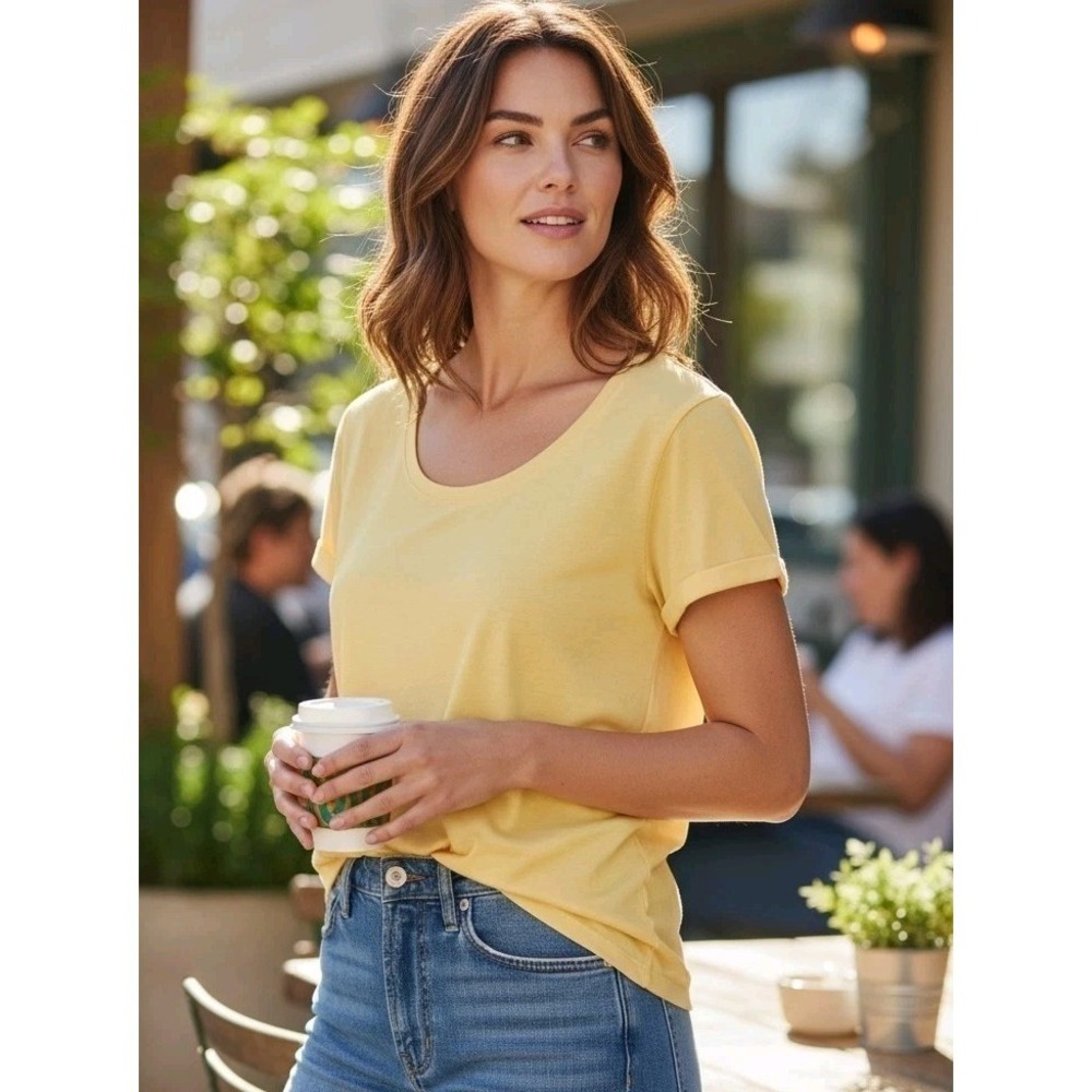J.Jill‎ Butter Yellow Tee Shirt Preppy Coastal Grandma Minimalistic Quiet Luxury